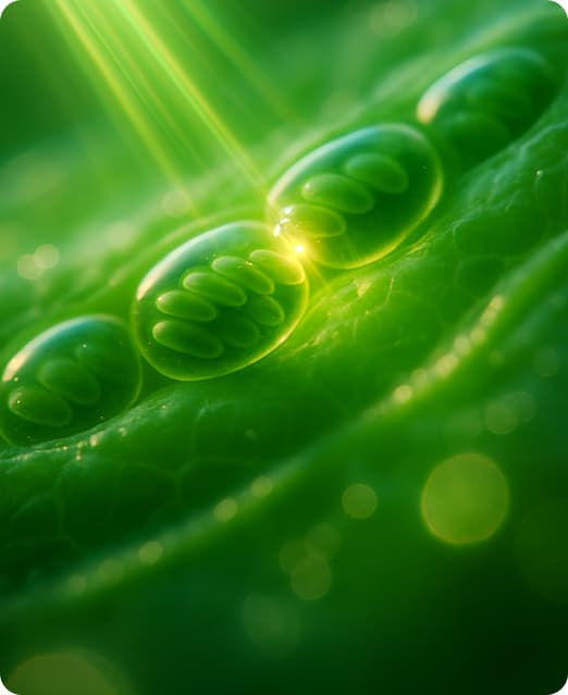 Light reaction process in plant leaves